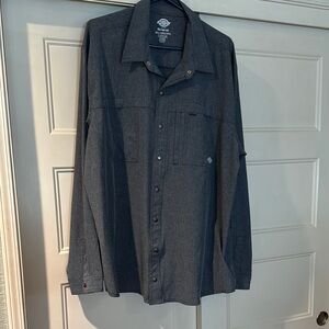 Dickies Gray Lightweight Shirt Jacket Classic Collar Relaxed Fit